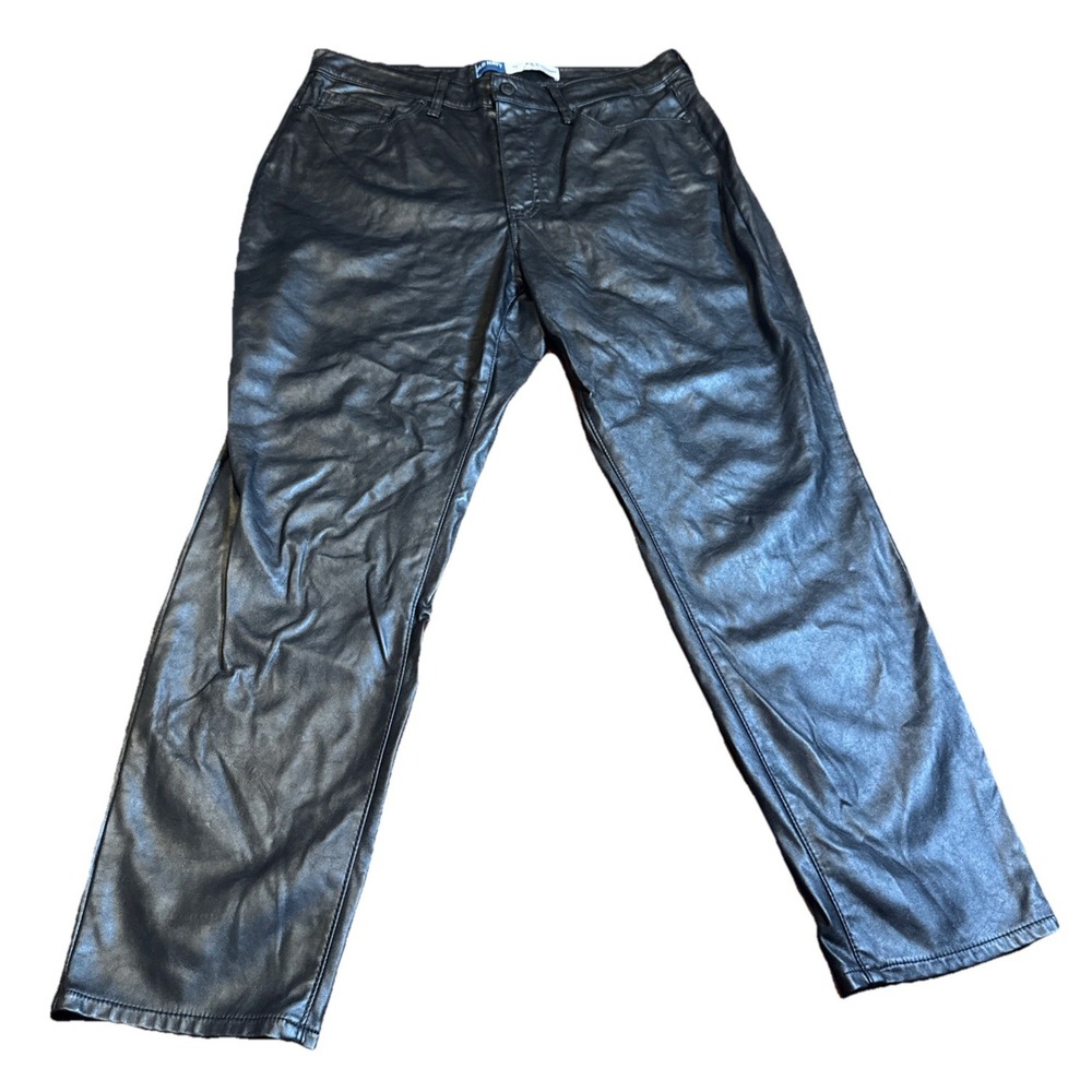 Old Navy Womens Black Faux Leather High Rise‎ OG Straight Pants Size 12